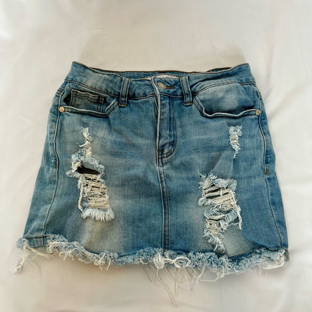 Judy Blue Light Blue Distressed Mini Skirt